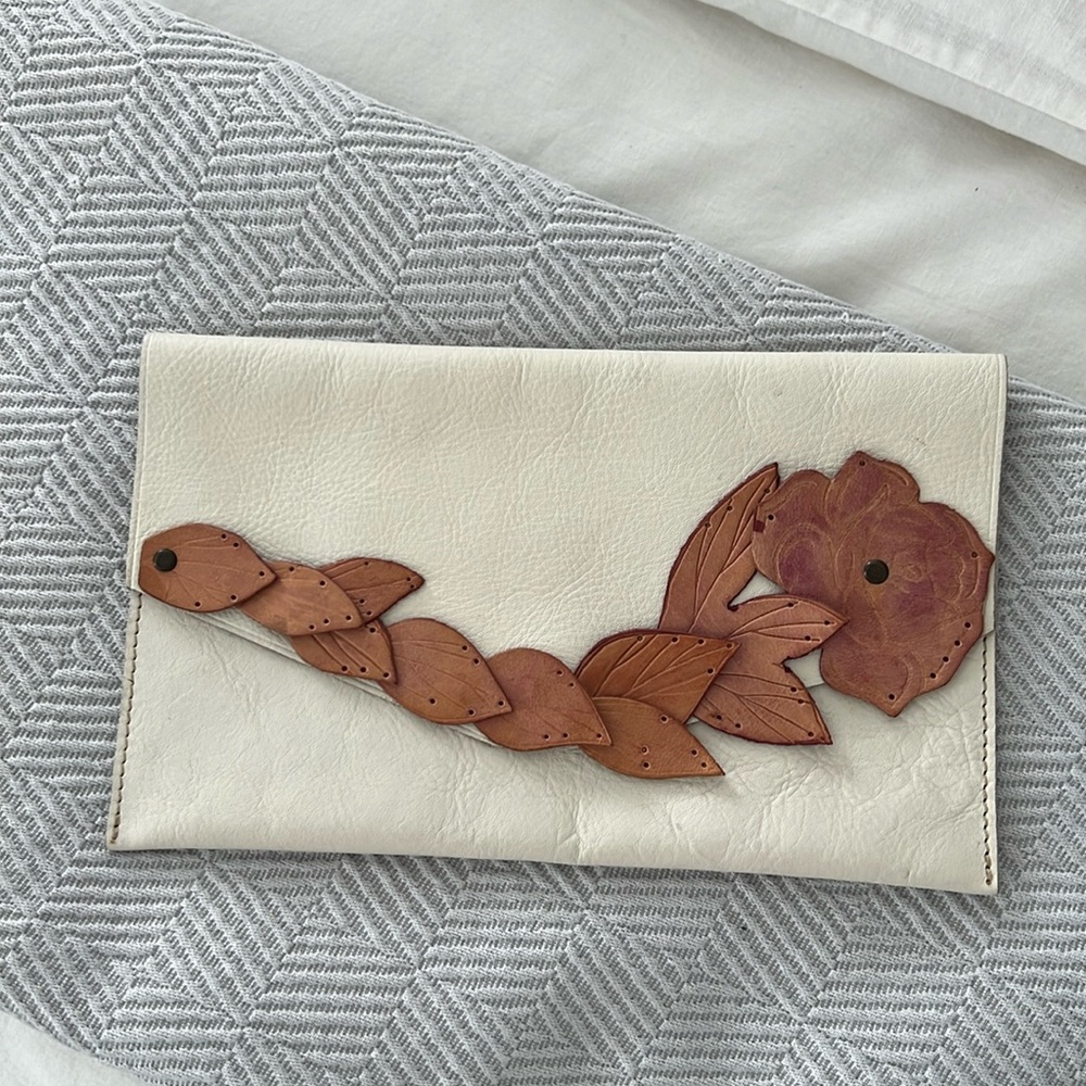 Gap, genuine, leather clutch